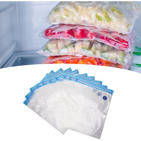 Packung mit 10 Vakuumbeuteln für Lebensmittel, strukturierte Beutel, Vakuumbeutel zur Aufbewahrung, Verpackungsbeutel 28 x 22 cm (1/5)