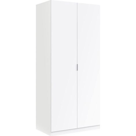 Dmora – Armoire de chambre 2 portes battantes – Dimensions 82x52x180 cm – Panneau mélaminé résistant – Étagère fixe et tringle à vêtements - 82x52h180