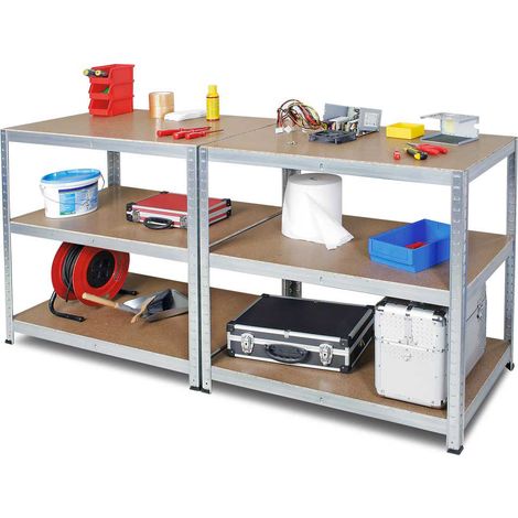 BRB Arbeitstisch/Packtisch, glanzverzinkt, HxBxT 900x1800x600 mm (1/2)