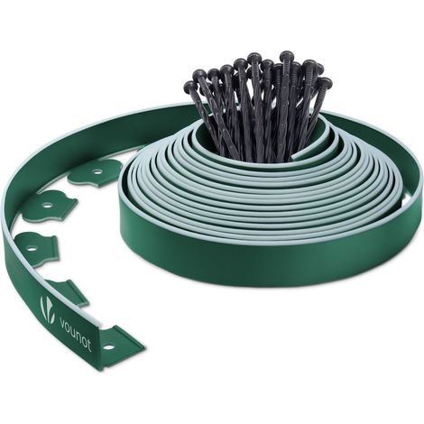 VOUNOT 10m Flexible Lawn Edging with Green Outline Edge, Green