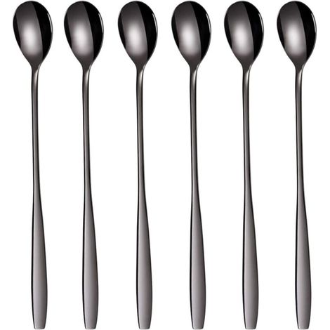 Cuillères à dessert en acier inoxydable poli, lot de 6 pièces, compatibles lave-vaisselle – design élégant et résistant