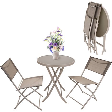 Balkon-, Garten- oder Terrassenmöbel-Set, klappbarer Tisch, 2 Stühle