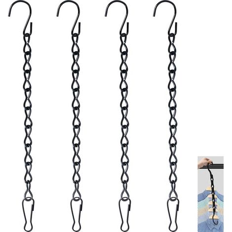 Set di 4 catene metalliche da appendere, lunghe 25 cm, ideali per vasi da fiori, mangiatoie, abbeveratoi per uccelli, cartelli, lanterne e lavagne - colore nero. (1/5)