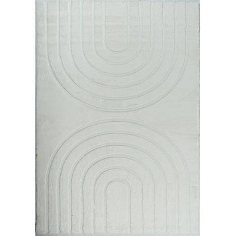 Tapis blanc géométrique doux antidérapant lavable - 80 x 150 cm (1/5)