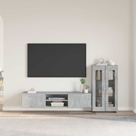 TV Cabinet Set FLORIN 3 pcs Concrete Grey Engineered Wood vidaXL