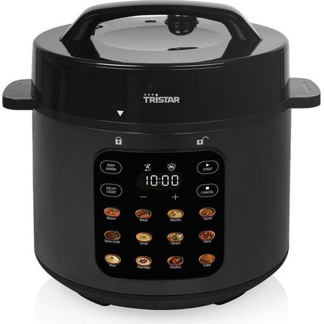 Tristar RK-6160 Pentola Pressione Elettrica 6L 1000W 12 Programmi Digitale Sano