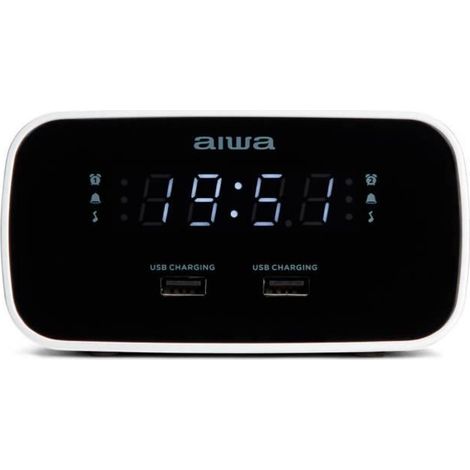 Radio-réveil Aiwa CRU-19BK noir avec chargement USB et affichage LED graduable (1/4)