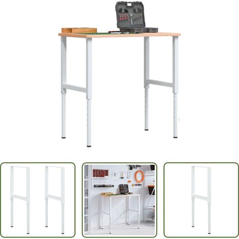 Metalltisch - Werkbankgestell Verstellbar 2 Stk. Metall 55x(69-95,5) cm Grau (1/5)