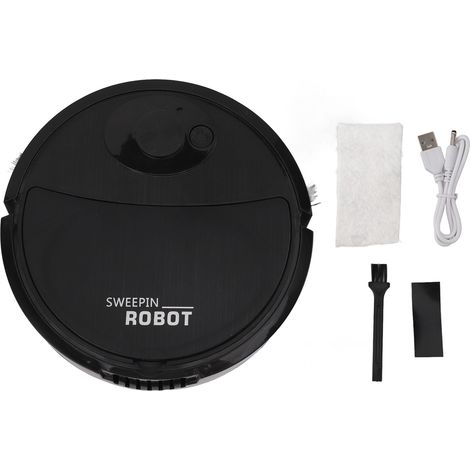 Ortviai Robot Aspirateur Balai Vapeur 3-en-1 Noir, Suction Puissante, Roue Pivotante 360°, pour Sol Dur