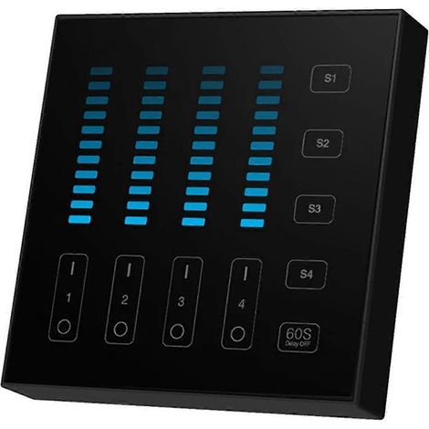4-Zonen Smart-Touchpanel-Fernbedienung 2,4-GHz-Funkfernbedienung Schwarz