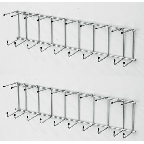 Mottez – Lot de 2 râteliers universels – Acier gris – Fixation à vis – Dimensions H.13 x L.57 x P.10 cm – Résistance 30 kg