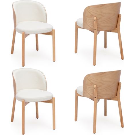Set di 6 sedie da pranzo in legno con rivestimento in lino, colore naturale (1/5)
