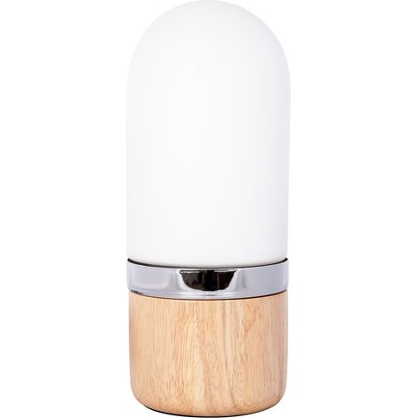 Lampada da tavolo Dia in vetro bianco e legno naturale (1/3)
