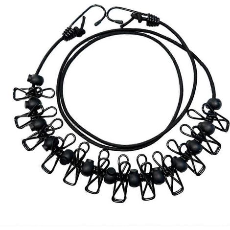 Étendoir à linge extérieur, corde à linge, tendeur de corde à linge pour voyages, vacances et camping avec 12 pinces, porte-manteaux de 180 cm réglable (1/5)