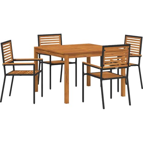Maison Exclusive - Set da Pranzo per Giardino 5 pcs Nero Legno di Acacia Massello