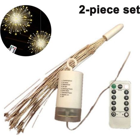 Green Mobility-Lot de 2 feux d'artifice 120 Led Starburst Copper Wire Lights alimenté par batterie avec télécommande (1/5)