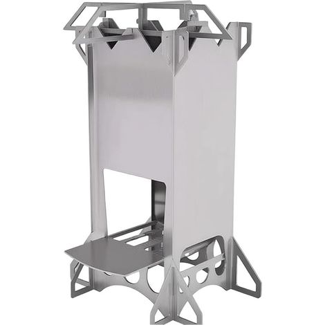 Réchaud à bois compact portable en acier inoxydable pliable pour cuisine en plein air randonnée 24 x 18 cm (1/5)