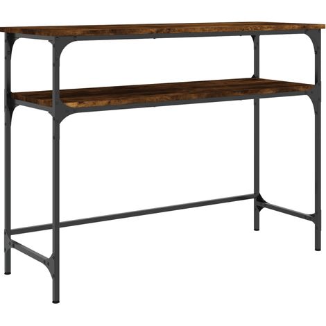 Table console，Table d'appoint，Bout de canapé，Meuble d'entrée chêne fumé 100x35,5x75 cm bois d'ingénierie