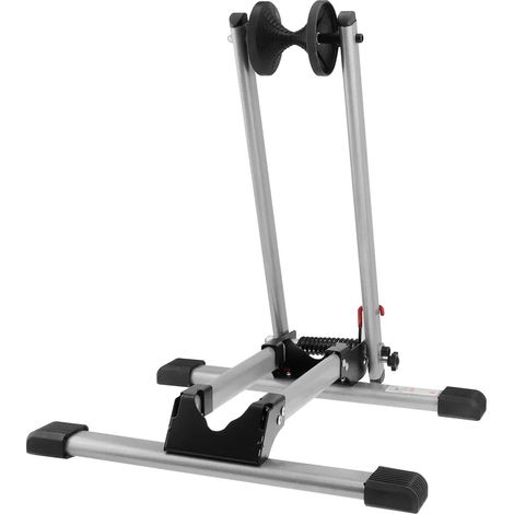 Support de vélo WELLGRO - pour roue avant ou arrière, en acier argenté, compact et pliable (1/5)
