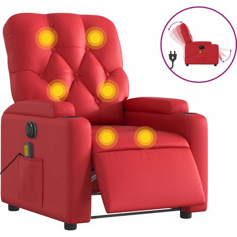 Maison Exclusive - Massagesessel Elektrisch Rot Kunstleder