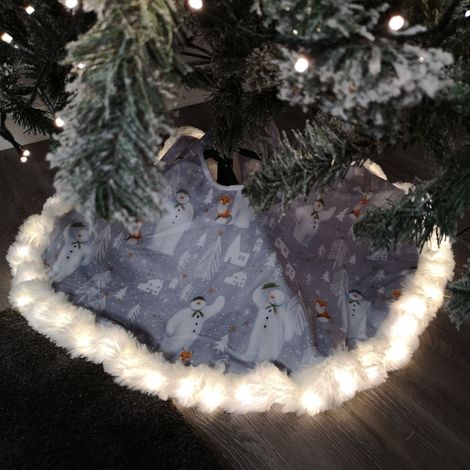 90cm The Snowman™ USB LED Fabric Christmas Tree Skirt with Timer Function (1/5)