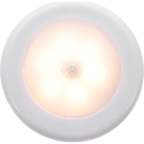 Veilleuse LED Détecteur de Mouvement Humain, Lampe Murale Blanche Abs 6led pour Couloir et Placard, Alimentation par 3 Piles Aaa, Lumière Douce pour Chambre (1/5)