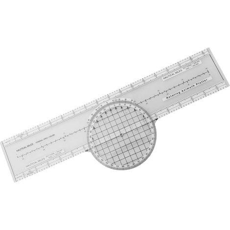 Plotter aérien Azimut Règle coulissante de rotation pour navigation aéronautique, échelle d'ingénierie de vol VFR 360°, ABS transparent (1/5)