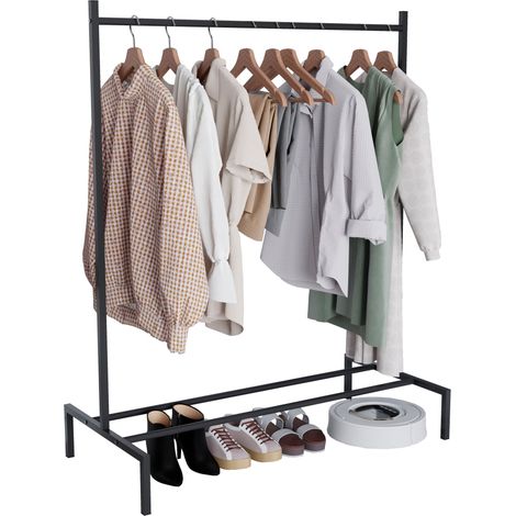 VCM armario de metal armario abierto walk-in perchero dimensiones aprox. AL. 132 x AN. 103 x T. 52 cm - Labol S (Negro) (1/2)