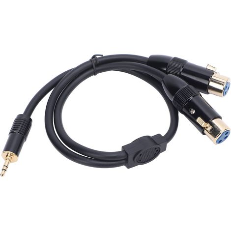 Câble de connexion pour haut-parleur actif de 0,5 m, jack 3,5 mm (TRS mâle) vers double XLR femelle, prise jack 3,5 mm (1/8 pouce). (1/5)