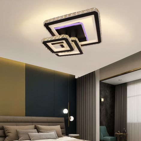 Lustre LED Cristal 88W Lumiere Gradable Noir Chrome Brillant (1/5)