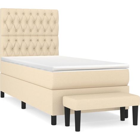 Maison Exclusive - Giroletto a Molle con Materasso Crema 100x200 cm in Tessuto