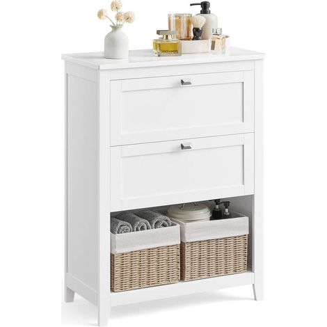 Mueble de baño mueble de almacenaje con 2 cajones 1 divisor regulable 2 cestas aparador blanco 120006478