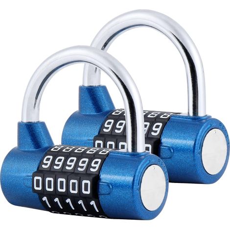 Digit Combination Padlock, 2 Pcs Gym Lock, Can Be Resettable Combination Locks for Locker, Toolbox, Fences, (1/5)