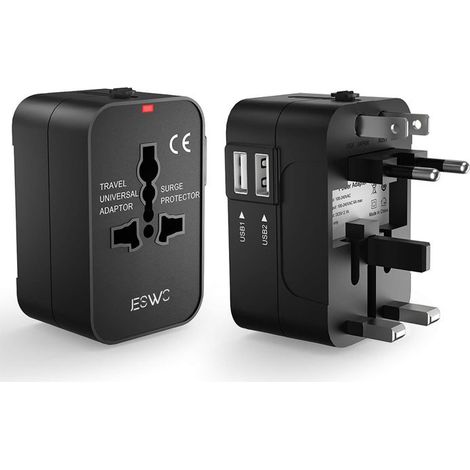 Adaptateur de Voyage - JESWO - Universel - 2 Ports USB - Ignifuge - 200 Pays (1/5)