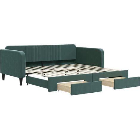 Lit simple,Lit adulte,Lit de jour avec gigogne et tiroirs sans matelas 100x200 cm CFW11611 (1/5)