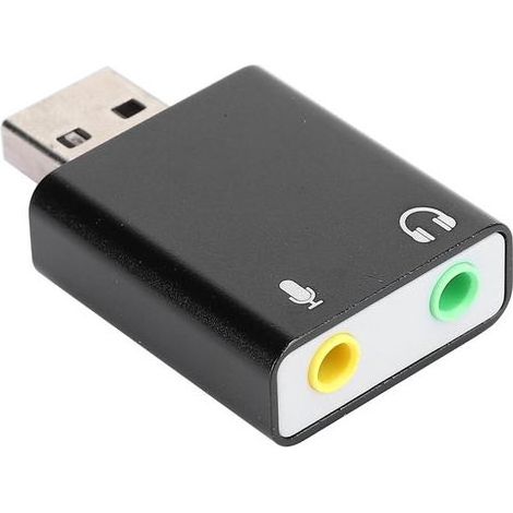 Adaptateur audio USB avec prises casque et microphone 3,5 mm, carte son stéréo externe haute vitesse, sans pilote, périphérique universel plug-and-play. (1/3)