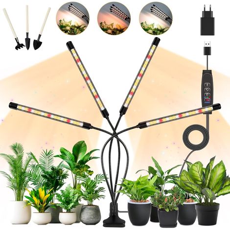 4 Heads Full Spectrum Plant Lamp with Timer for Seedlings (1/5)