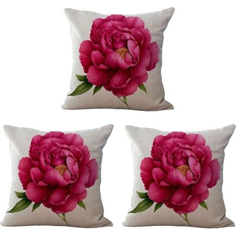 3x Housse de coussin, motif floral vintage, fermeture éclair invisible, tissu durable, pour salon et chambre (1/5)