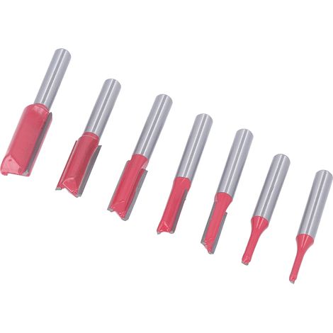 7-teiliges Set gerader Fräser mit 6,35 mm Schaft aus Wolframstahl zum Nutenfräsen und Trimmen von Holz (1/5)