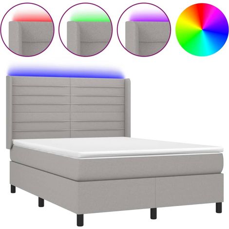 Maison Exclusive - Letto a Molle Materasso e LED Grigio Chiaro 140x190 cm Tessuto (1/5)