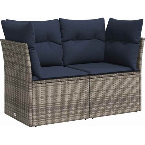Garden Sofa with Cushion Grey 124 x 62 x 69cm Poly Rattan vidaXL