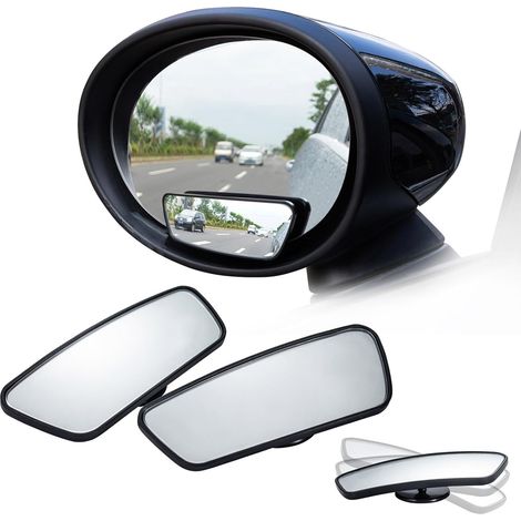 Lot de 2 rétroviseurs d'angle mort convexes avec cadre en verre HD à coller avec rotation à 360 ° - Rétroviseurs d'angle mort réglables pour camions, voitures, SUV, camping-cars (1/5)