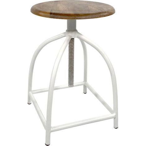 Lot de 2 Tabourets de Bar Pivotants Réglables en Hauteur Bois de Manguier et Métal Liverpool - PANGIVO (1/5)
