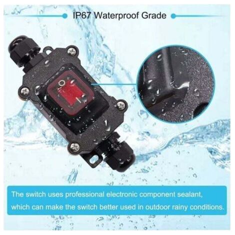 Interrupteur à bascule étanche IP65, 220 V CA, DPST, 4 bornes avec LED rouge, double entrée et sortie, H-K062-KCD4-201N-RW-220V-LS (1/2)