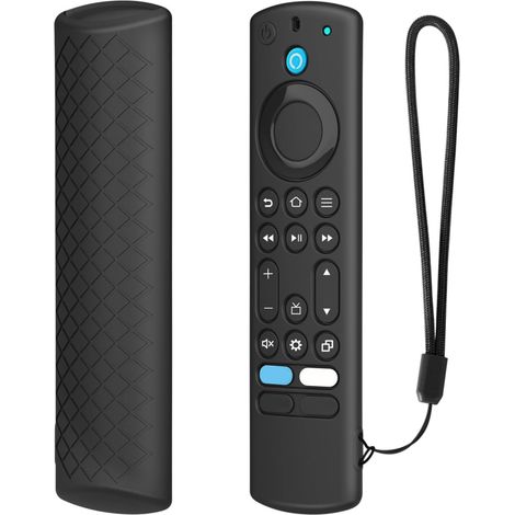 Coque de protection légère en silicone pour télécommande vocale TV 4K, anti-dérapant avec sangle de transport, blanc (noir) (1/5)