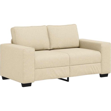 Divano a 2 Posti Sofa Crema 160x77x82 cm in Tessuto (1/5)