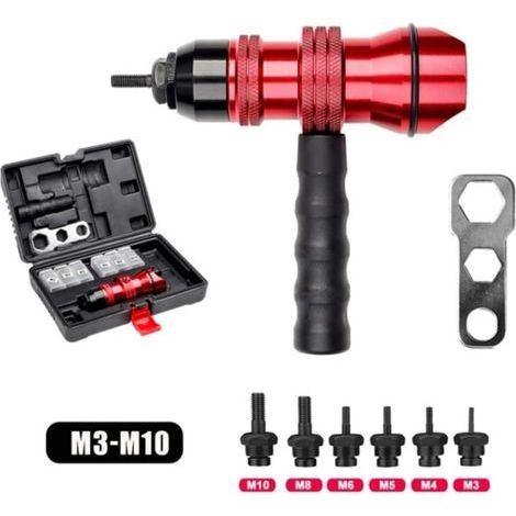 Adattatore per Rivettatrice senza Fili, Kit Adattatore per Dado a Rivetto Professionale per Trapano Elettrico, M3-M10, per Auto, Ascensori, Mobili ecc. (1/5)