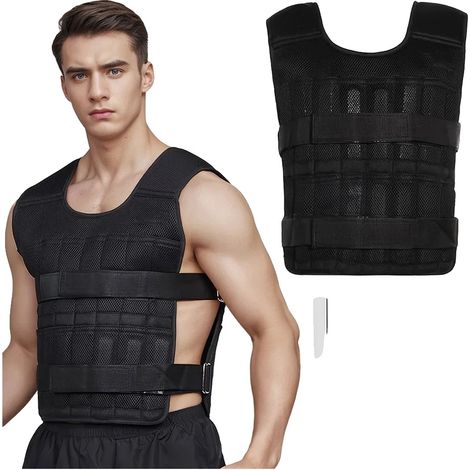 Gilet de poids, ajustement réglable, équipement d'entraînement multi-usage, Gilet de 20kg (1/2)