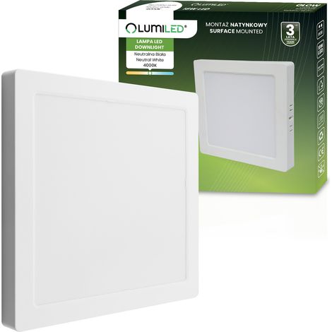 Lampada da soffitto a LED da superficie 18W quadrata 4000K GLOW White LUMILED (1/5)