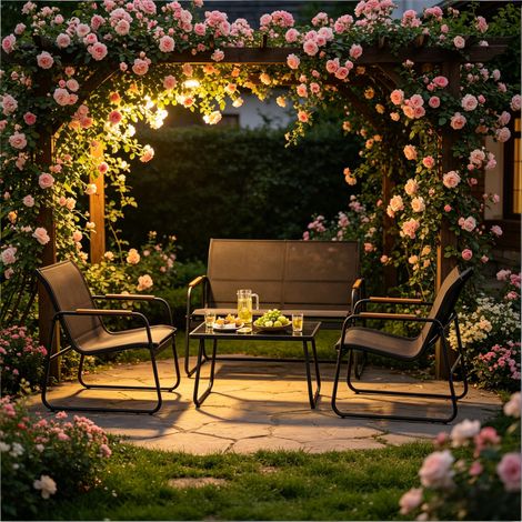 Salon de jardin 4 pièces avec canapé, fauteuils et table basse pour extérieur (1/5)